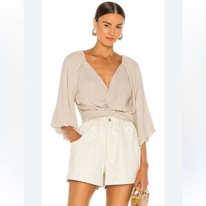 Astr Beige Twist-Front Blouse